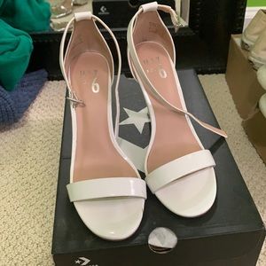 white ankle sandal heels